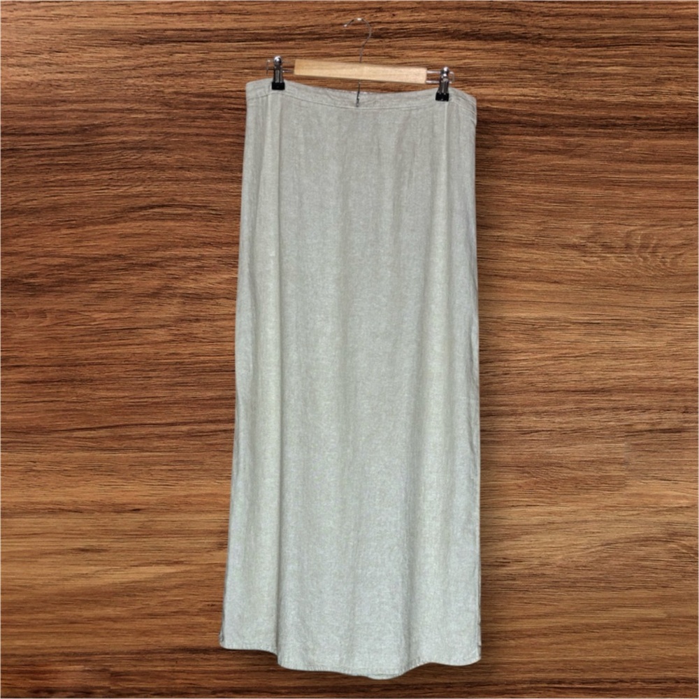 Quiet Luxury Linen Blend Maxi Skirt Minimalist Neutral L Tall
